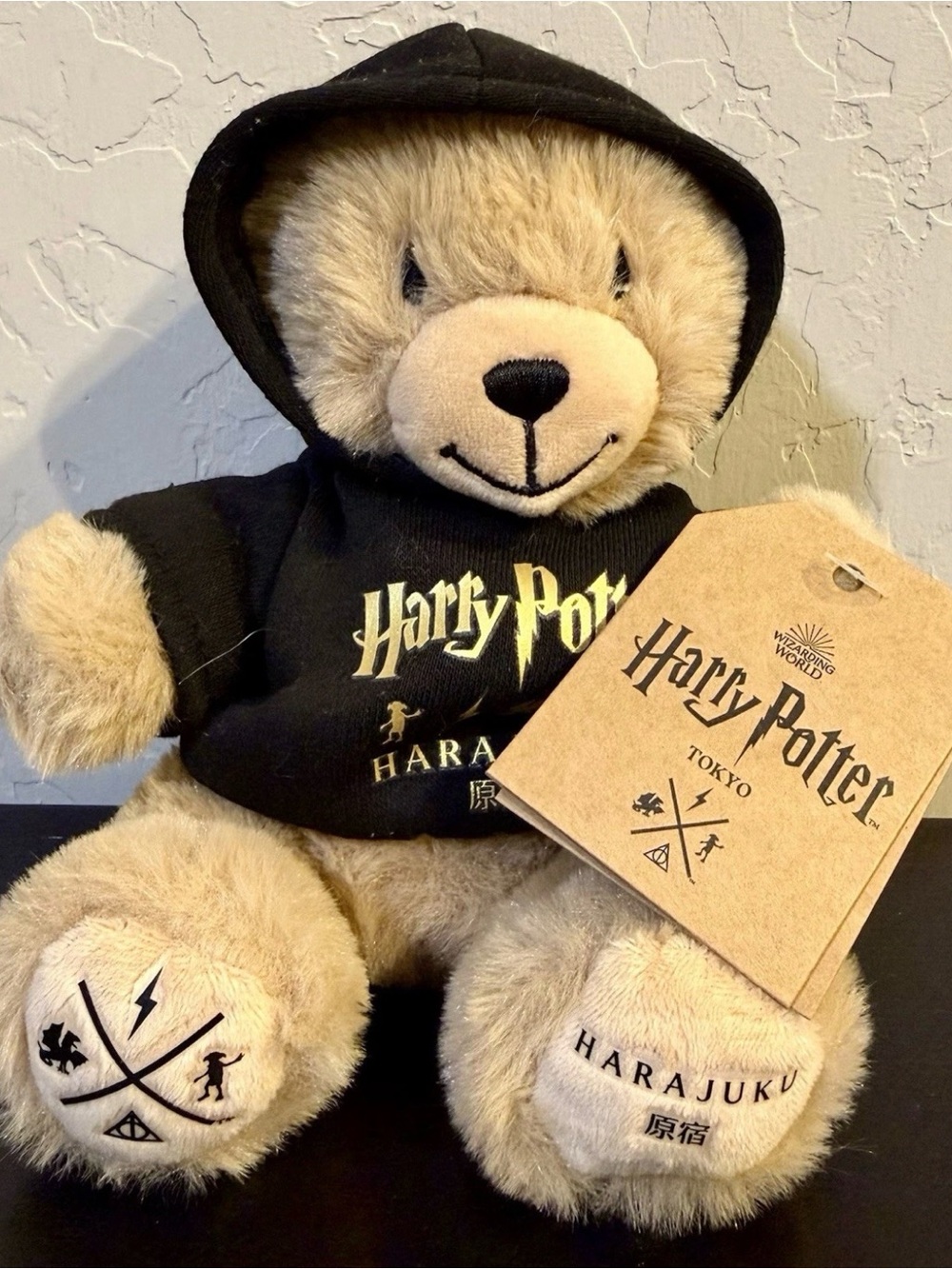 Harry Potter Tokyo Harajuku Plush Teddy Bear in Black Hoodie NWT HTF
